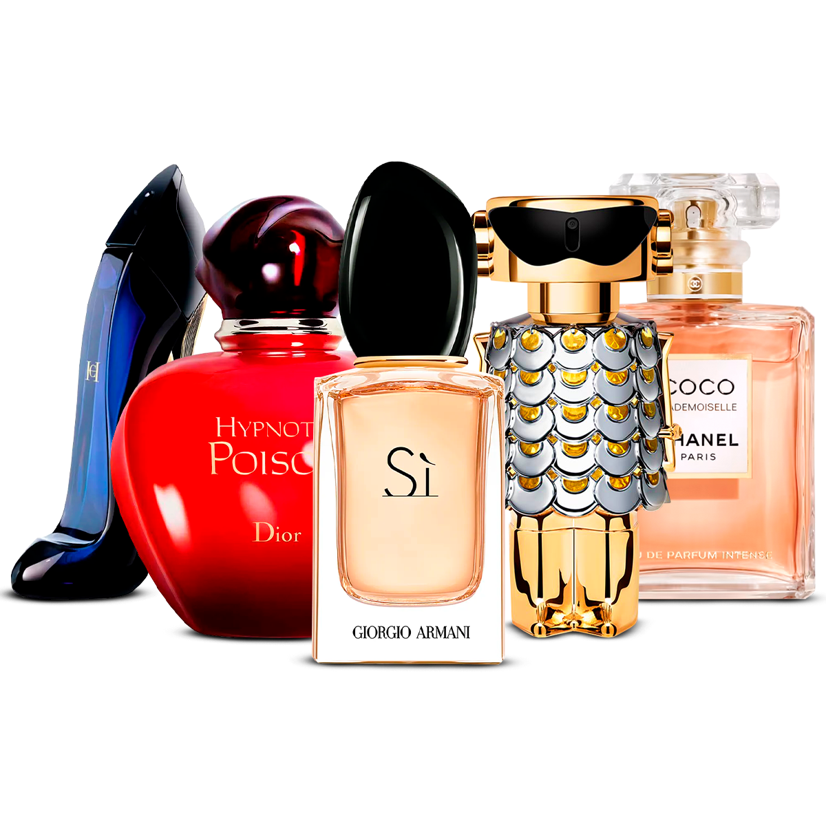 Zestaw 5 Perfum – Good Girl, Hypnotic Poison, Sì, Fame i Coco Mademoiselle [100 ml každý]